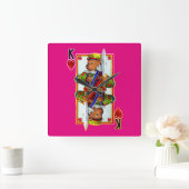 Teddy Bear King of Hearts Wall Clock Vierkante Klok (Huis)