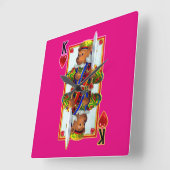 Teddy Bear King of Hearts Wall Clock Vierkante Klok (Hoek)