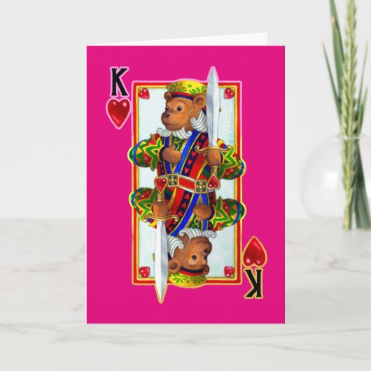 Teddy Bear King of Hearts Wenskaart Feestdagen Kaart (Voorkant)
