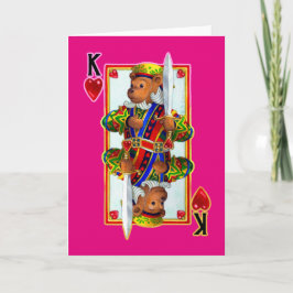 Teddy Bear King of Hearts Wenskaart Feestdagen Kaart