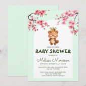 Teddy Bear King Sakura Baby Jongen Douche Kaart (Voorkant / Achterkant)