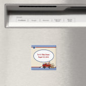 Teddy Bear Kleine Rode Wagon Baby shower Magnet (Insitu (Vaatwasser))