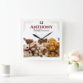 Teddy Bear-klok met naam wandklok (Huis)