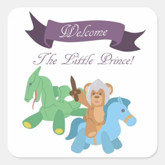 Teddy Bear Knight Vierkante Sticker (Voorkant)