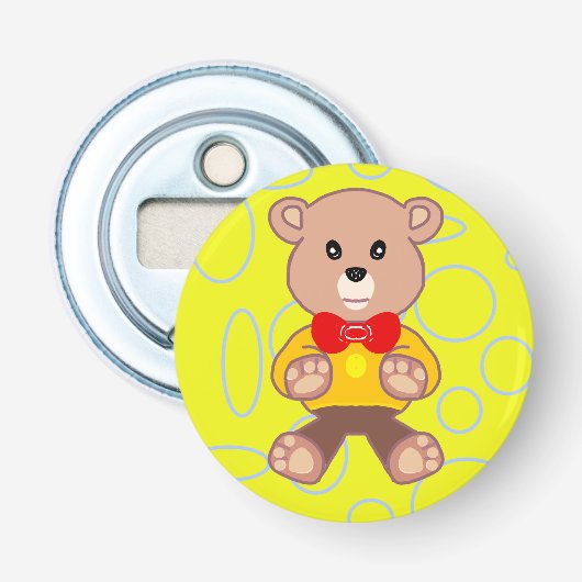 Teddy Bear-knopflesopener Button Flesopener (Voorkant)