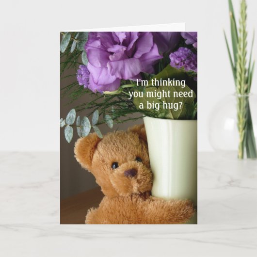 Teddy Bear Knuffels en bloemen-Get Well Kaart (Voorkant)