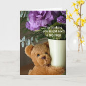 Teddy Bear Knuffels en bloemen-Get Well Kaart (Gele Bloem)