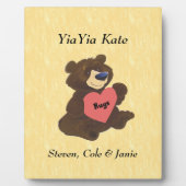 Teddy Bear Knuffels Hart YiaYia Custom Plaque Fotoplaat (Voorkant)