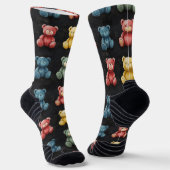 Teddy Bear Krijt Tekenpatroon Zwart Sokken (Gebogen)