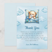 Teddy Bear Kussen Baby shower Dank je kaart (Voorkant / Achterkant)