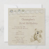 Teddy Bear  Lace 1e verjaardag Kaart (Achterkant)