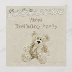 Teddy Bear  Lace 1e verjaardag Kaart