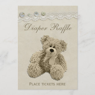 Teddy Bear  Lace Diaper Raffle Sign Kaart