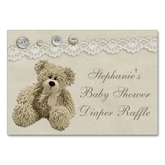 Teddy Bear  Lace Luier Raffle Kaart (Voorkant)