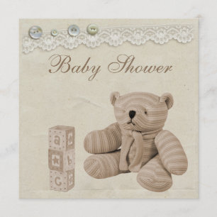 Teddy Bear  Lace Neutral Baby shower Kaart