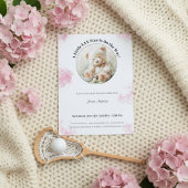 Teddy Bear Lacrosse Baby Shower Girl Invitation  Feestdagenkaart