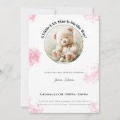 Teddy Bear Lacrosse Baby Shower Girl Invitation Feestdagenkaart (Voorkant)