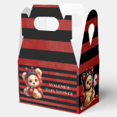 Teddy Bear Ladybug Stripes Meisje Baby shower Bedankdoosjes (Geopend)