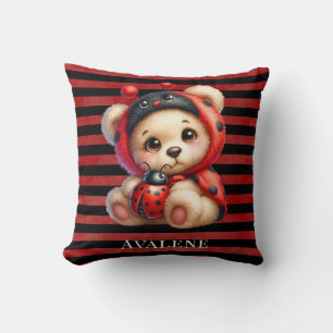 Teddy Bear Ladybug Stripes Meisje Baby shower Gift Kussen
