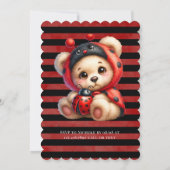 Teddy Bear Ladybug Stripes Meisje Baby shower Kaart (Achterkant)