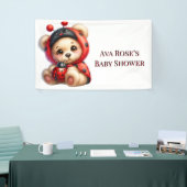 Teddy Bear Ladybug Stripes Meisje Baby shower Spandoek (Beurs)