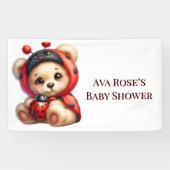 Teddy Bear Ladybug Stripes Meisje Baby shower Spandoek (Horizontaal)