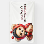 Teddy Bear Ladybug Stripes Meisje Baby shower Spandoek (Verticaal)