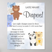Teddy Bear Late Night Diaper-game over Baby shower Poster (Voorkant)