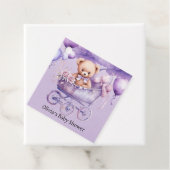 Teddy Bear Lavendel Carriage Girl Baby shower Bedankjes Labels (In situ)