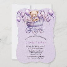 Teddy Bear Lavendel Carriage Girl Baby shower