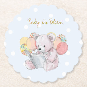 Teddy Bear leest een boek Baby in Bloom Kartonnen Onderzetters