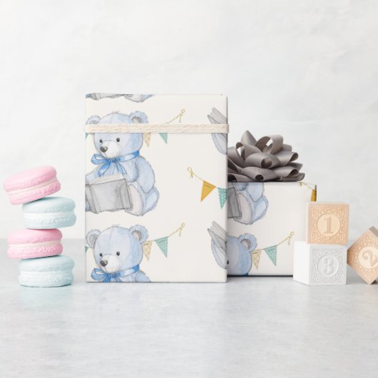 Teddy Bear leest een boek Cadeaupapier (Baby Shower)