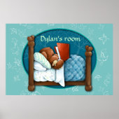 Teddy Bear leest een verhaaltje voor het slapen ga Poster (Voorkant)