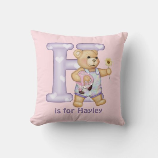 Teddy Bear Letter H Monogram Kussen (Voorkant)