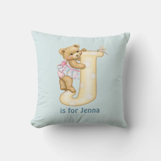 Teddy Bear Letter J Monogram Kussen (Voorkant)