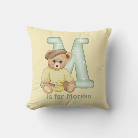 Teddy Bear Letter M Monogram Kussen (Voorkant)