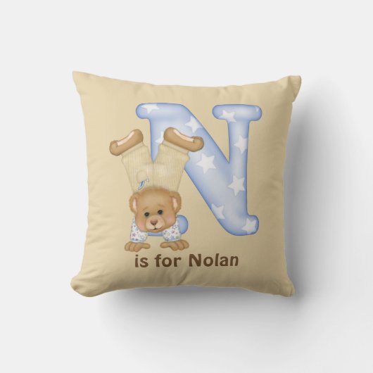 Teddy Bear Letter N Monogram Kussen (Voorkant)