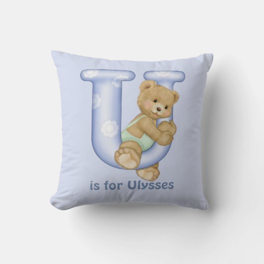 Teddy Bear Letter U Monogram Kussen (Voorkant)