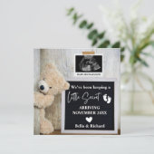 Teddy Bear Letterbord Zwangerschapsaankondiging Kaart (Staand voorkant)