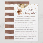 Teddy Bear Leuk Baby Feiten Baby Shower Spel (Voorkant / Achterkant)