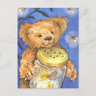 Teddy Bear lichtend insect vuurvliegjes schattig B Briefkaart