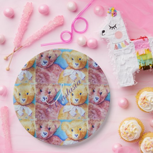 TEDDY BEAR LIEFDE MONOGRAM PARTY PAPIEREN BORDJE (Feest)