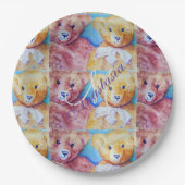 TEDDY BEAR LIEFDE MONOGRAM PARTY PAPIEREN BORDJE (Voorkant)