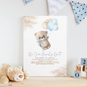 Teddy Bear Light Brown and Blue Boy Baby shower Kaart