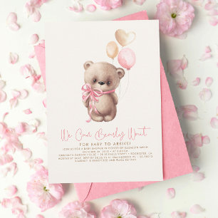 Teddy Bear Light Brown Pink Girl Baby shower Kaart