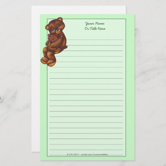 Teddy Bear Lined Stationery Briefpapier (Voorkant / Achterkant)