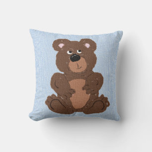 Teddy Bear Linen Blue Kussen