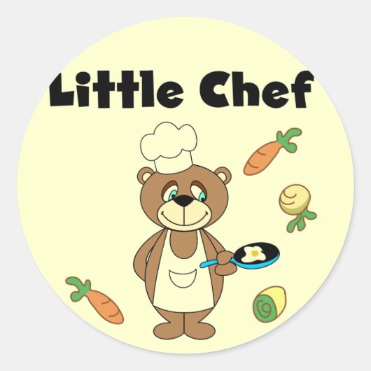 Teddy Bear Little Chef Tshirts and Gifts Ronde Sticker (Voorkant)