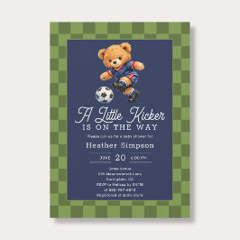 Teddy Bear Little Kicker Soccer Baby Shower Kaart