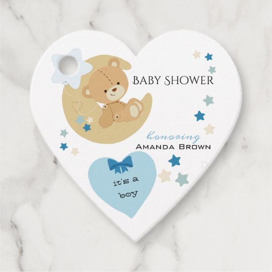 Teddy Bear Love Baby Boy Shower | Bedankjes Labels (Voorkant)